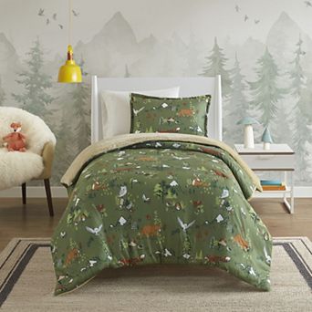 Intelligent Design Theo Forest Animals Plush Reversible Comforter Set