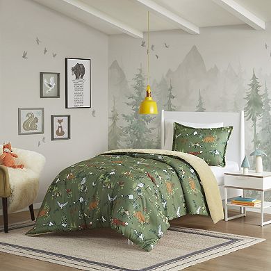 Intelligent Design Theo Forest Animals Plush Reversible Comforter Set