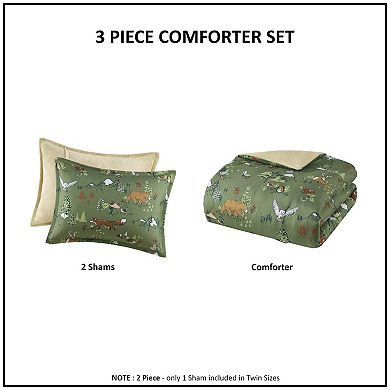Intelligent Design Theo Forest Animals Plush Reversible Comforter Set