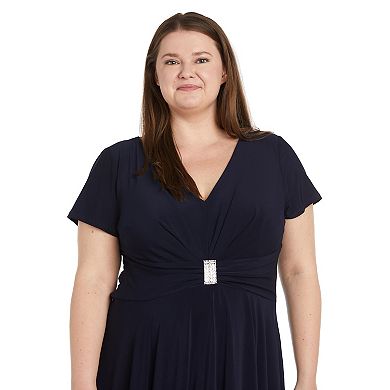 Plus Size R&M Richards Sculpt Waist Fit & Flare Dress with Rhinestone Detail