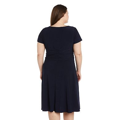 Plus Size R&M Richards Sculpt Waist Fit & Flare Dress with Rhinestone Detail
