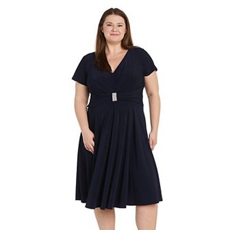 Plus Size R&M Richards Sculpt Waist Fit & Flare Dress with Rhinestone Detail