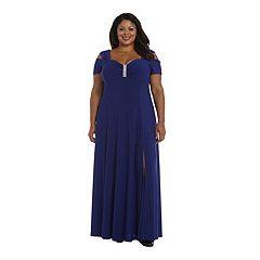 Women's R&M Richards Embroidered Godet Gown, Size: 18, Blue