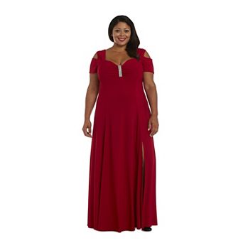 Plus Size R&M Richards Cold-Shoulder Long Dress