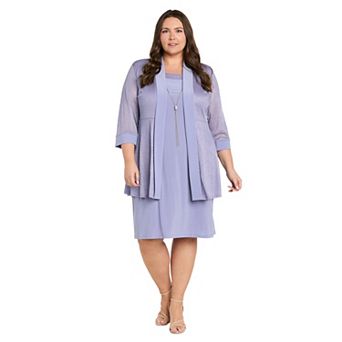 Plus Size R&M Richards 2 pc Metallic Rib Jacket Dress
