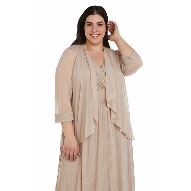 Plus Size R&M Richards 2-Piece Flyaway Jacket and Surplice Dress Set