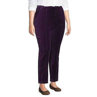 Plus Size Lands' End Velvet High-Rise Pintuck Pencil Ankle Pants