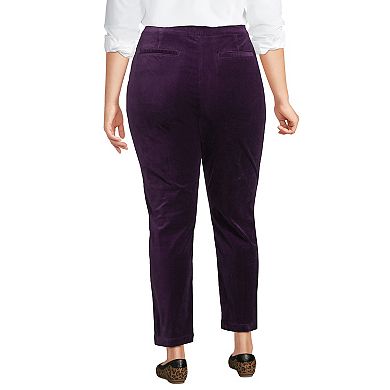 Plus Size Lands' End Velvet High-Rise Pintuck Pencil Ankle Pants