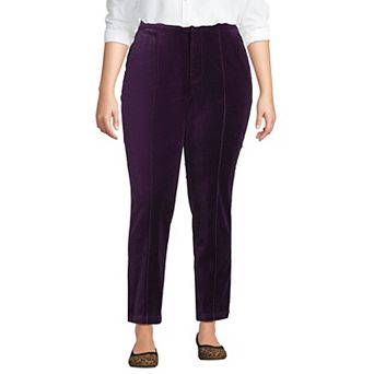Plus Size Lands' End Velvet High-Rise Pintuck Pencil Ankle Pants