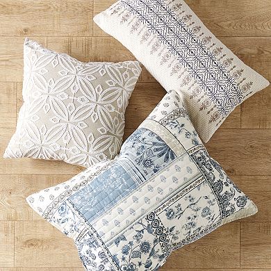 Levtex Home Aliza White Embroidered Medallion Throw Pillow