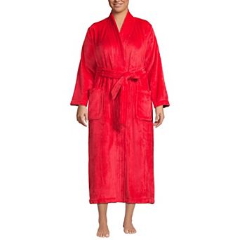 Plus Size Lands' End Women's Cozy Plush Long Wrap Robe