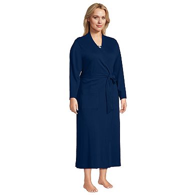 Plus Size Lands' End Women's Cotton Long Sleeve Midcalf Robe