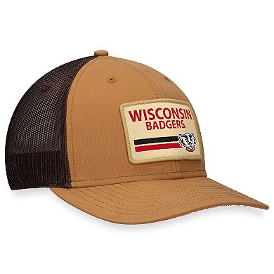 Men's Top of the World Khaki Wisconsin Badgers Strive Trucker Adjustable Hat