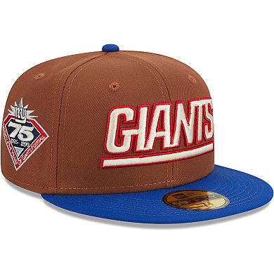 Men's New Era Brown/Royal New York Giants Harvest 75th Anniversary 59FIFTY Fitted Hat