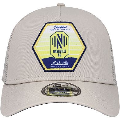Men's New Era Khaki Nashville SC Established Patch 9FORTY A-Frame Trucker Adjustable Hat