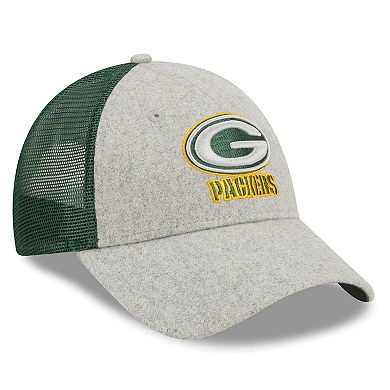 Men's New Era Heather Gray/Green Green Bay Packers Pop Trucker 9FORTY Adjustable Hat