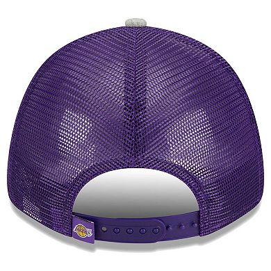 Men's New Era Gray/Purple Los Angeles Lakers Pop Trucker 9FORTY Adjustable Hat
