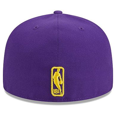 Men's New Era Purple Los Angeles Lakers Big Arch Text 59FIFTY Fitted Hat