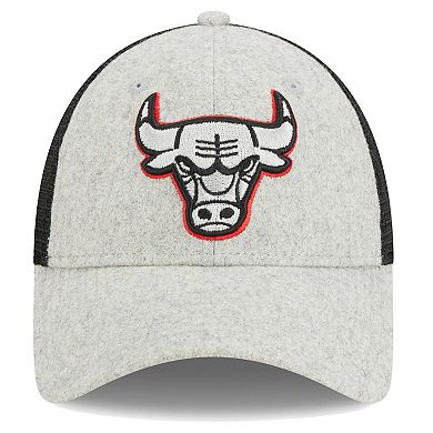 Men's New Era Gray/Black Chicago Bulls Pop Trucker 9FORTY Adjustable Hat