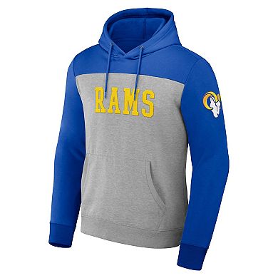 Men's NFL x Darius Rucker Collection by Fanatics Heather Gray Los Angeles Rams Color Blocked Pullover Hoodie
