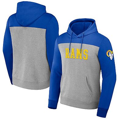 Men's NFL x Darius Rucker Collection by Fanatics Heather Gray Los Angeles Rams Color Blocked Pullover Hoodie
