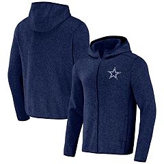 Women's Antigua Heathered Gray/Navy Dallas Cowboys Jackpot Raglan Half-Zip Pullover Hoodie, Size: 2XL, Grey