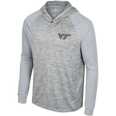 Men's Colosseum Gray Virginia Tech Hokies Cybernetic Raglan Quarter-Zip Hooded Top