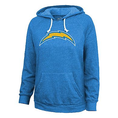 Women's Majestic Threads Justin Herbert Powder Blue Los Angeles Chargers Name & Number Pullover Hoodie