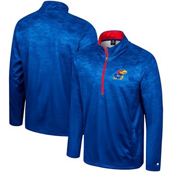 Men's Colosseum Royal Kansas Jayhawks The Machine Half-Zip Jacket
