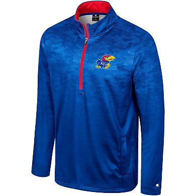 Men's Colosseum Royal Kansas Jayhawks The Machine Half-Zip Jacket