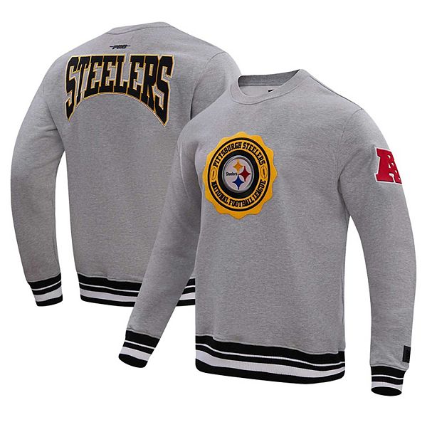 Men s Pro Standard Heather Gray Pittsburgh Steelers Crest Emblem Pullover Sweatshirt