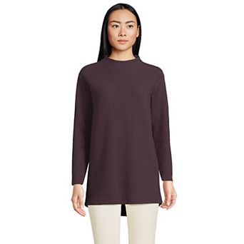 Women's Lands' End Long Sleeve Textured Pique Funnel Neck Tunic Top