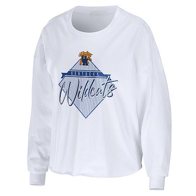 Women's WEAR by Erin Andrews White Kentucky Wildcats Diamond Long Sleeve Cropped T-Shirt