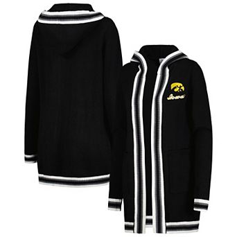 Women's Gameday Couture Black Iowa Hawkeyes One More Round Tri-Blend Striped Cardigan Sweater