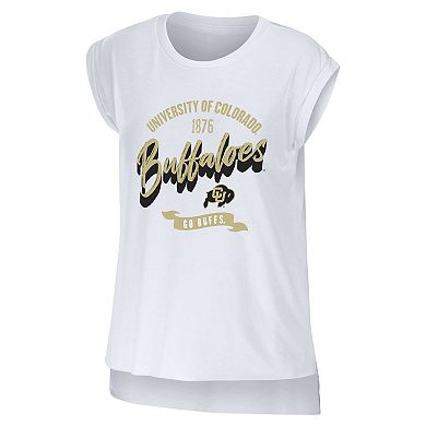 Women's WEAR by Erin Andrews White Colorado Buffaloes Greetings From Muscle Tank Top