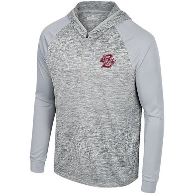 Men's Colosseum Gray Boston College Eagles Cybernetic Raglan Quarter-Zip Hooded Top