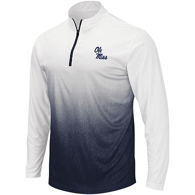 Men's Colosseum White/Black Ole Miss Rebels Magic Ombre Long Sleeve Quarter-Zip Top