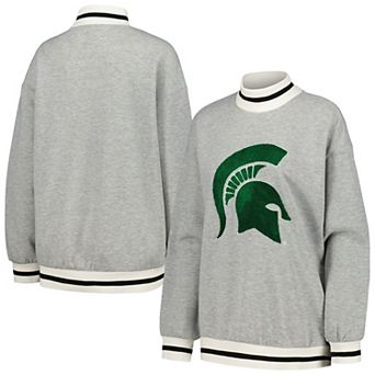 Women's Gameday Couture Ash Michigan State Spartans In It To Win It Sporty Mock Neck Pullover Sweatshirt