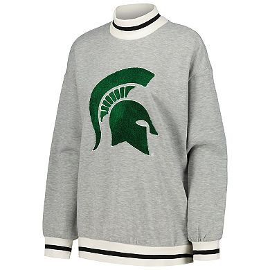 Women's Gameday Couture Ash Michigan State Spartans In It To Win It Sporty Mock Neck Pullover Sweatshirt
