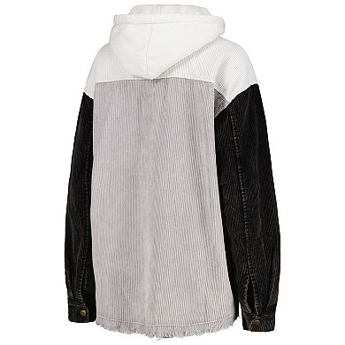 Women's Gameday Couture Gray Iowa Hawkeyes Vintage Wash Corduroy Full-Snap Hooded Shacket