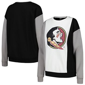 Women's Gameday Couture White/Black Florida State Seminoles Vertical Color-Block Pullover Sweatshirt