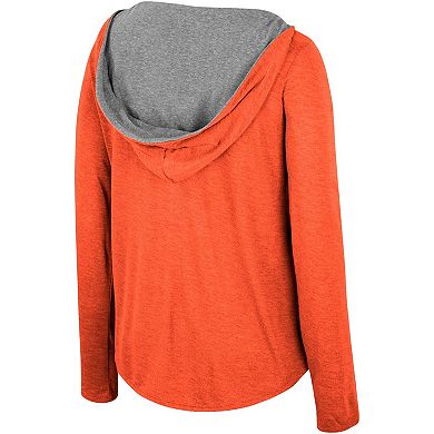 Women's Colosseum  Orange Clemson Tigers Distressed Heather Long Sleeve Hoodie T-Shirt