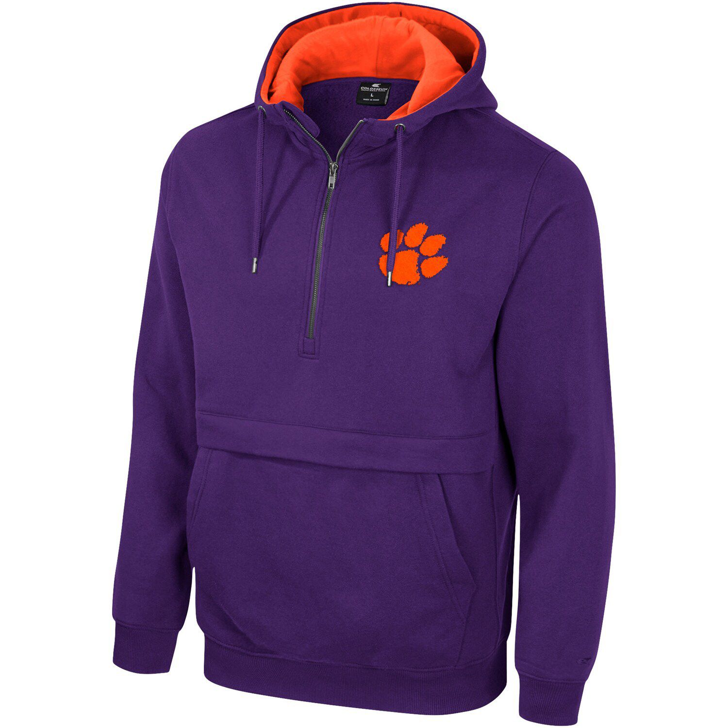 Men's Colosseum Purple Clemson Tigers Half-Zip Hoodie