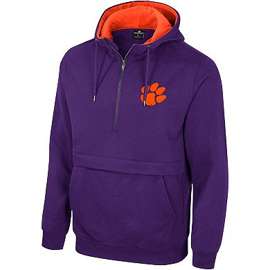 Men's Colosseum Purple Clemson Tigers Half-Zip Hoodie