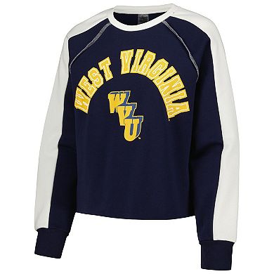 Women's Gameday Couture Navy West Virginia Mountaineers Blindside RaglanÂ Cropped Pullover Sweatshirt