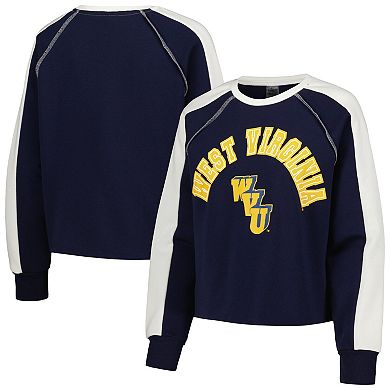 Women's Gameday Couture Navy West Virginia Mountaineers Blindside RaglanÂ Cropped Pullover Sweatshirt