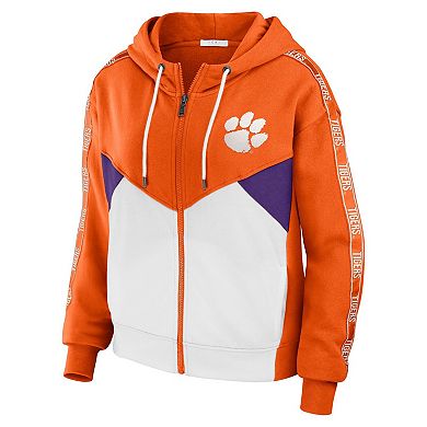 Women's WEAR by Erin Andrews Orange Clemson Tigers Colorblock Full-Zip Hoodie Jacket