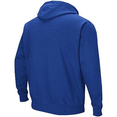 Men's Colosseum Royal Kansas Jayhawks Double Arch Pullover Hoodie