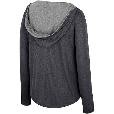 Women's Colosseum  Black Ohio State Buckeyes Distressed Heather Long Sleeve Hoodie T-Shirt