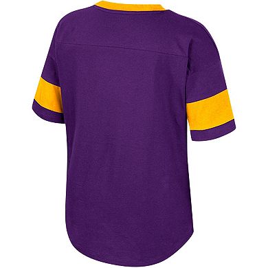 Girls Youth Colosseum Purple LSU Tigers Tomika Tie-Front V-Neck T-Shirt